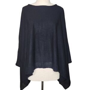 Garnet Hill Black Cashmere Poncho OS
